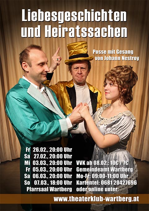 Plakat zu Liebesgeschichten und Heiratssachen